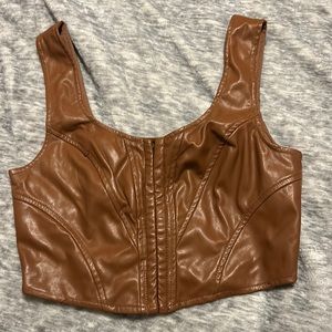 medium pleather corset crop top